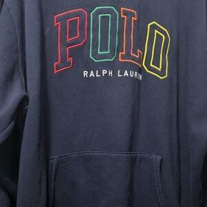 Ralph Lauren Navy Hoodie with Multicolor Logo